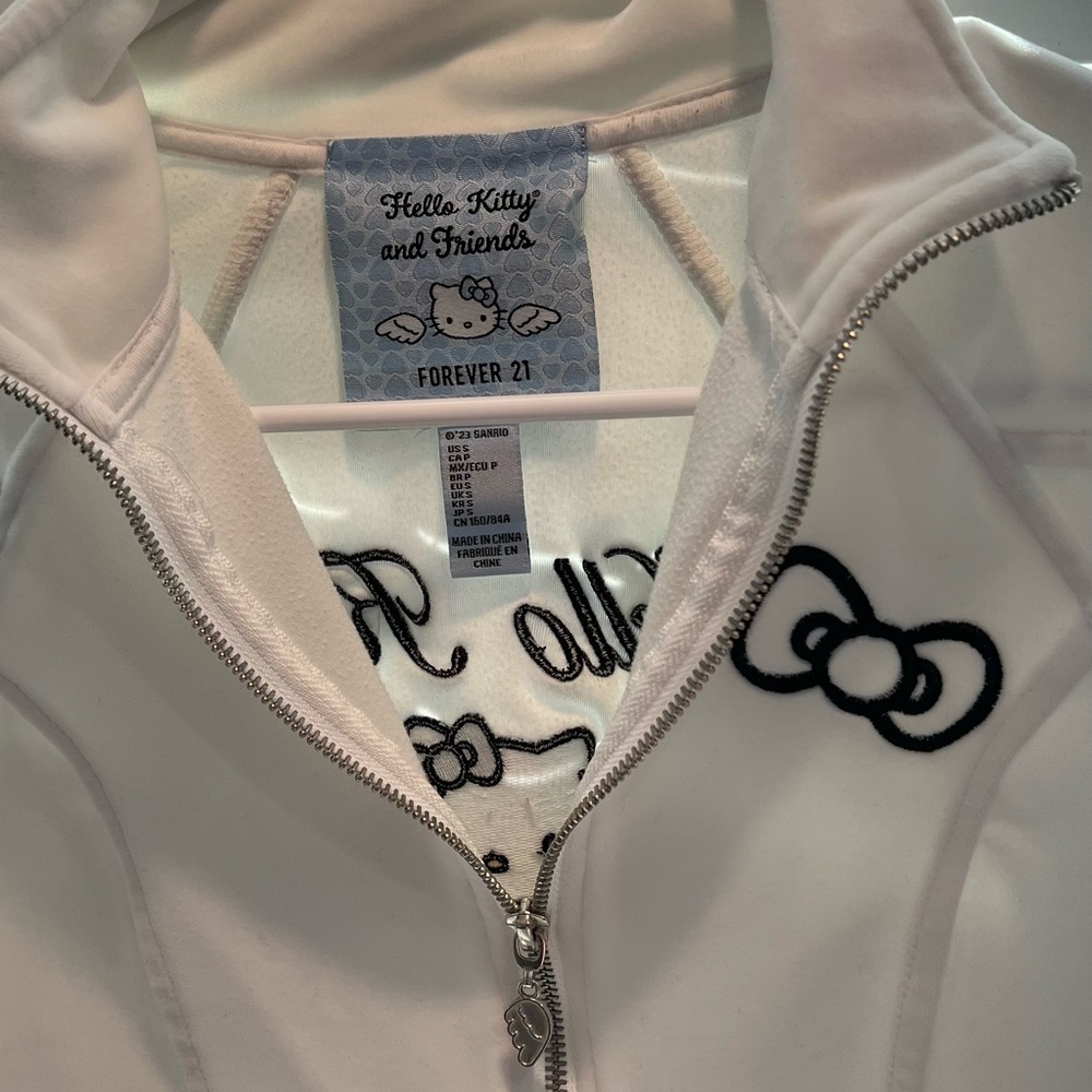 Forever 21 Cream Bomber Jacket with Black Details